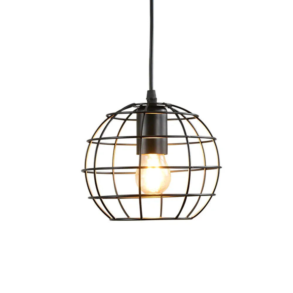 Afralia™ Black Metal Chandelier with E27 Edison Bulb Socket for Kitchen, Restaurant, Cafe