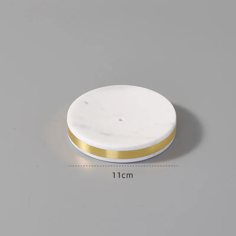 Afralia™ Volakas White Marble Bathroom Set Luxury Bath Accessories Gold Accents