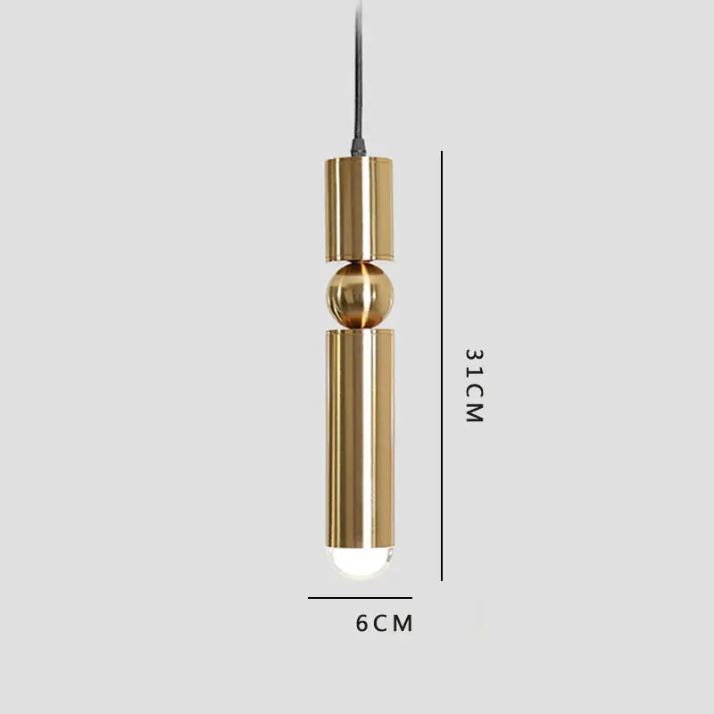 Afralia™ Golden Cylinder Pipe LED Pendant Light - Modern Nordic Design