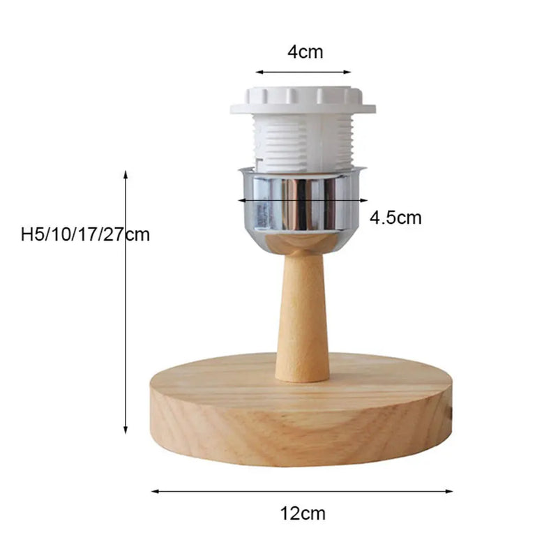 Afralia™ Round Wood Base E27 Table Lamp Holder with On/Off Switch