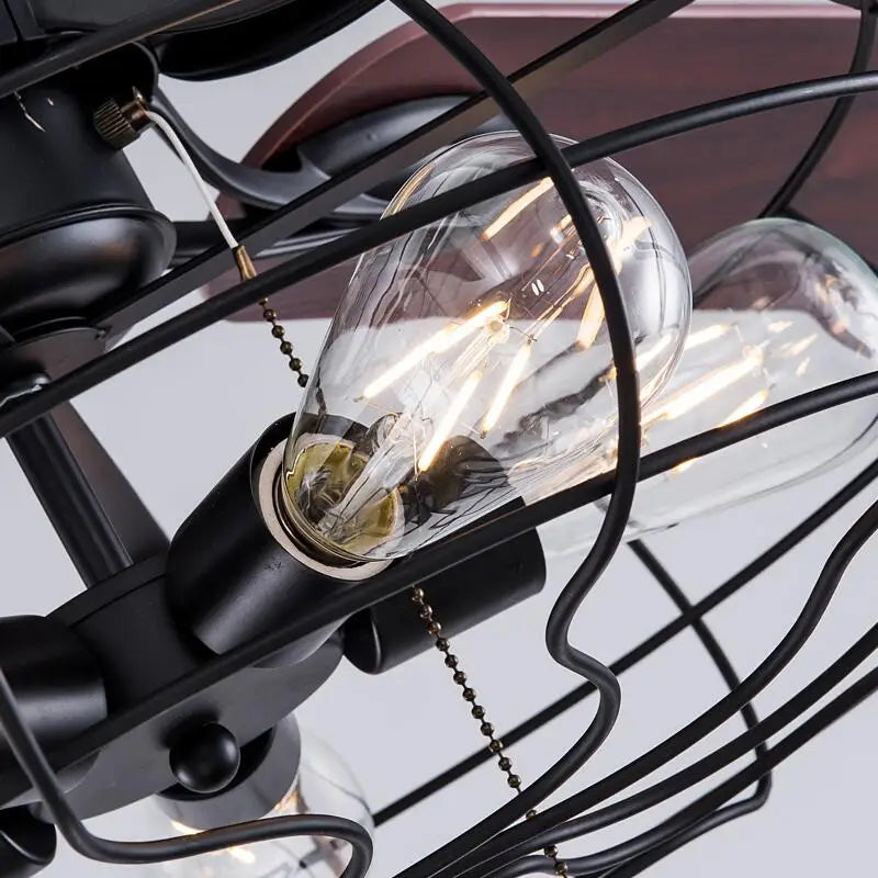 Afralia™ Retro Loft Fan Chandelier with LED Lighting and Remote Control