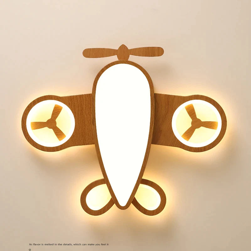 Afralia™ Nordic Airplane Iron Ceiling Lamp with Remote Control for Kids' Bedroom