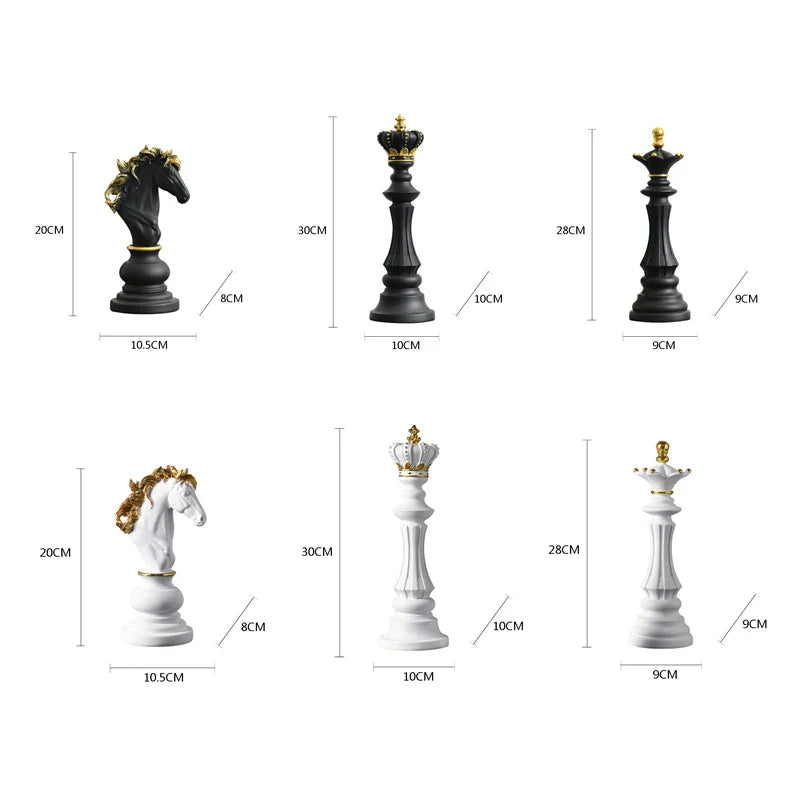 Afralia™ Chess Pieces Figurines: The Queen's Gambit Decor for Home & Office