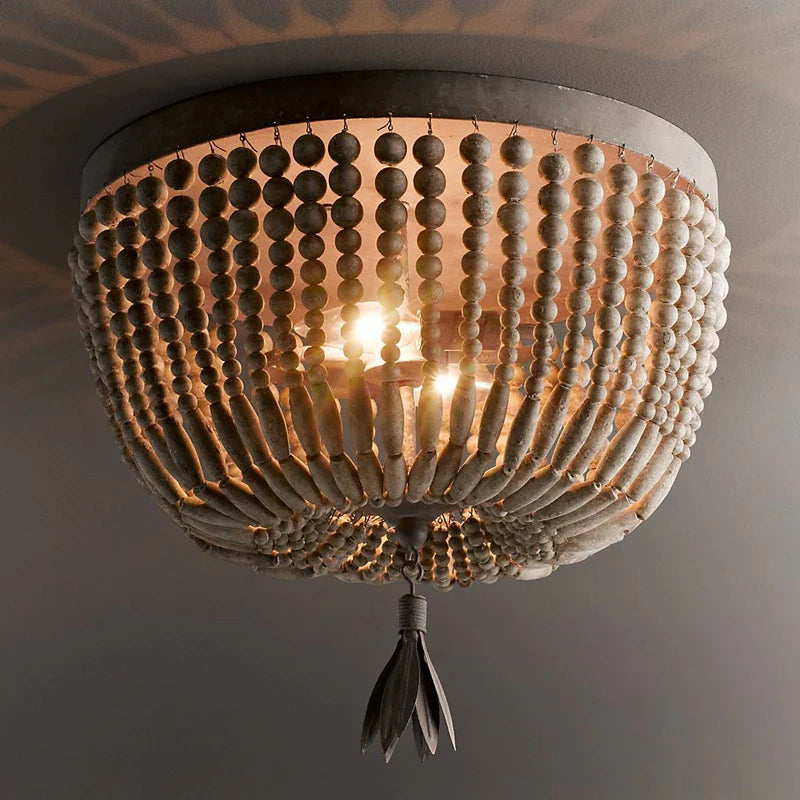 Afralia™ Wood Beaded Chandelier Fixture for Kitchen, Bedroom & Hallway