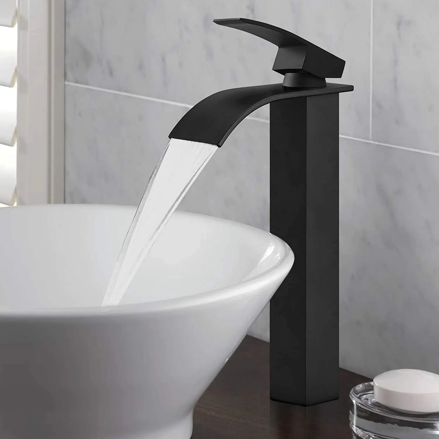 Afralia™ Brass Waterfall Basin Faucet Single Lever Deck Mount Mixer Taps