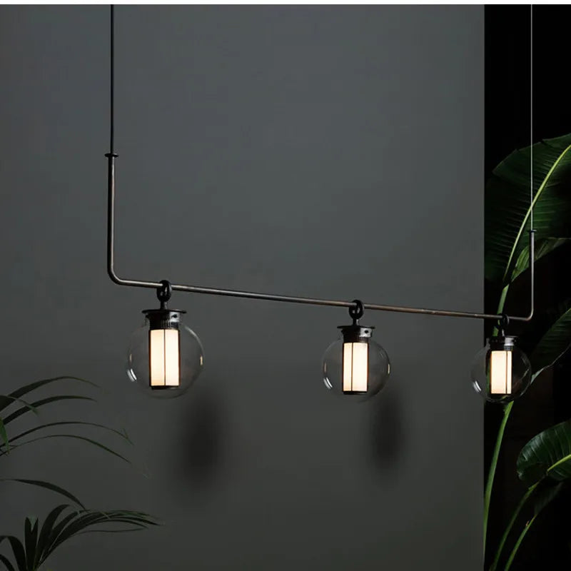 Afralia™ Glass Ball Chandelier: Rustic LED Suspension Light for Living Room and Bedroom