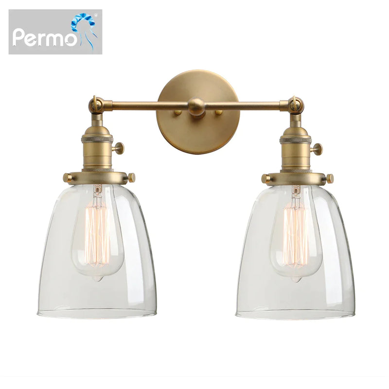 Afralia™ Vintage Industrial 2-Light Wall Sconce with Clear Glass Shade