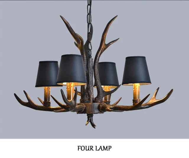 Afralia™ Retro Antlers LED Chandelier Table Dining Room Kitchen Interior Lighting Fixture