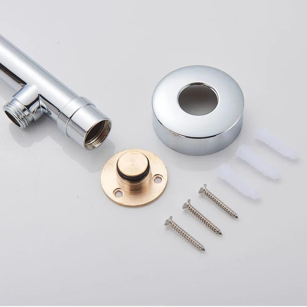 Afralia™ Chrome Shower Arm Mount Bracket for Bathroom Shower Head - G1/2 Fixed Pipe Holder