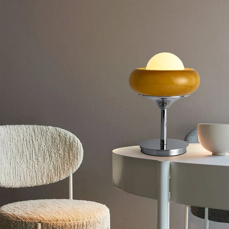 Afralia™ Glass Egg Tart Desk Lamp for Living Room Bedroom Office
