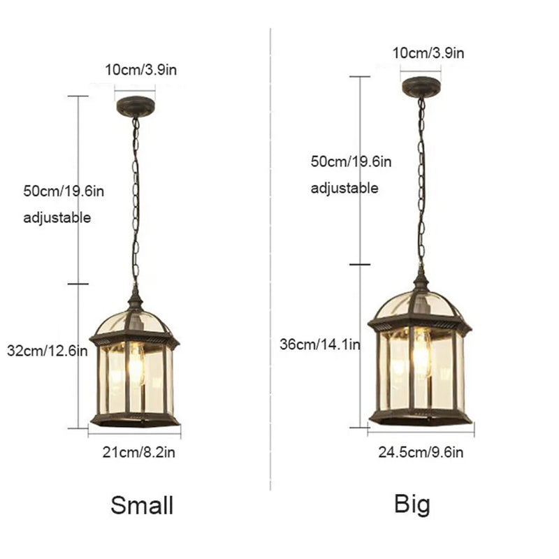 Afralia™ Black Rustic Outdoor Hanging Lantern Light with Clear Glass Flush Mount Fixture