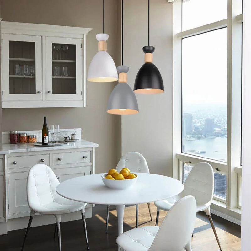 Afralia™ Vintage Modern Wood Pendant Lamp | Nordic Industrial LED Hanging Light