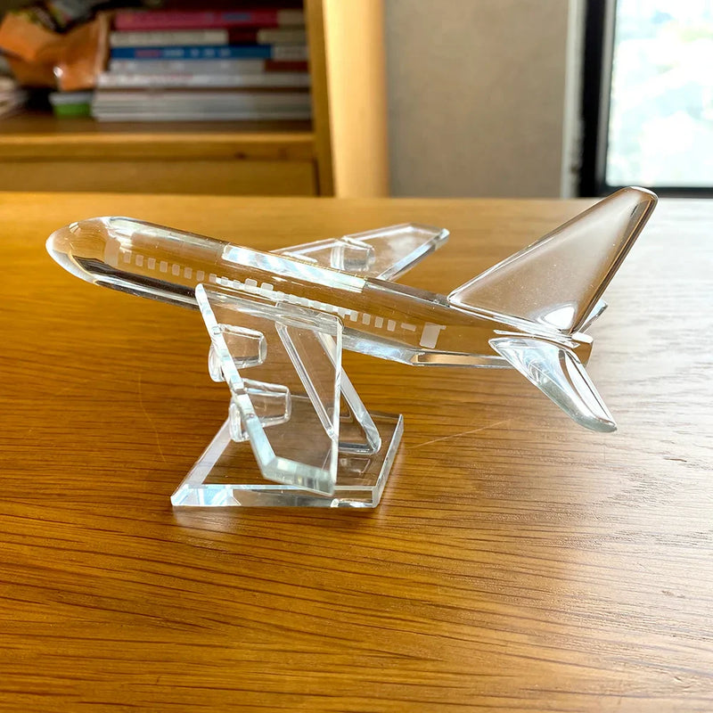 Afralia™ Crystal Aircraft Figurine Glass Airplane Collectible Home Decor