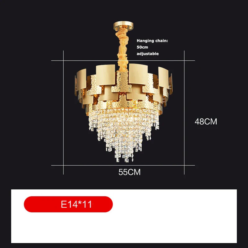 Afralia™ Postmodern Crystal Pendant Light - Golden Stainless Steel Suspension Lamp