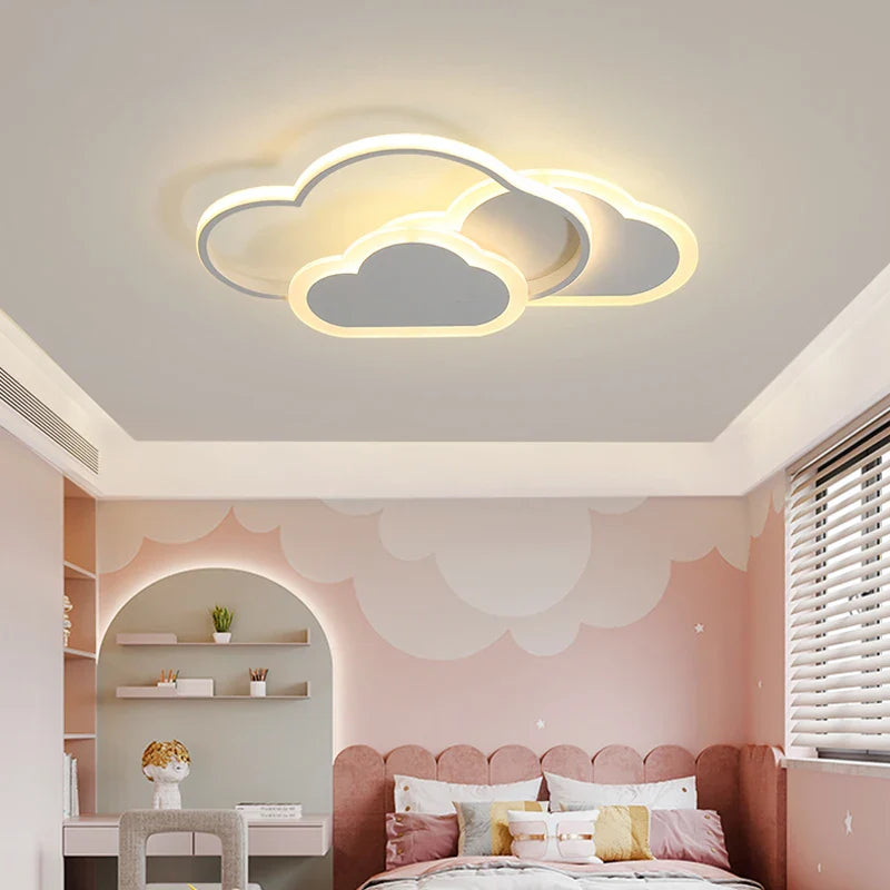 Afralia™ White Cloud LED Ceiling Lamp for Kids' Room Study & Bedroom décor