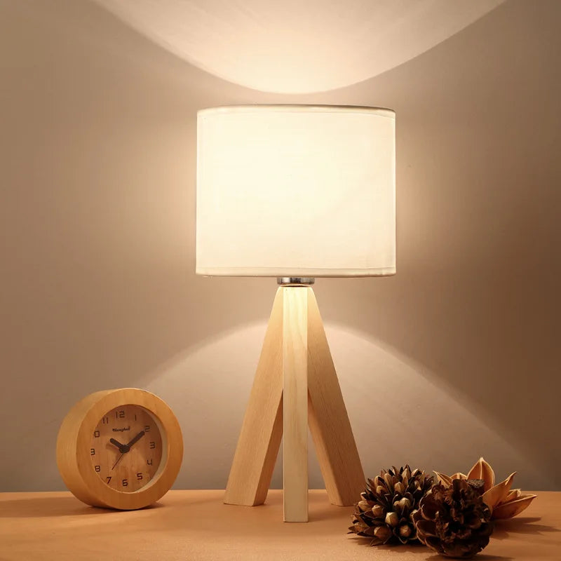 Afralia™ Wooden LED Desk Lamp - Japanese Design, Eye-Friendly, Solid Wood Triangle Square