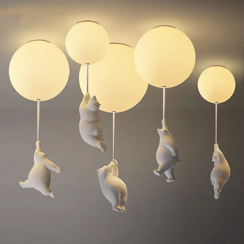 Afralia™ Bear LED Ceiling Light: Modern Cartoon Warmth for Kids Rooms, Bedroom, Living Room Lighting