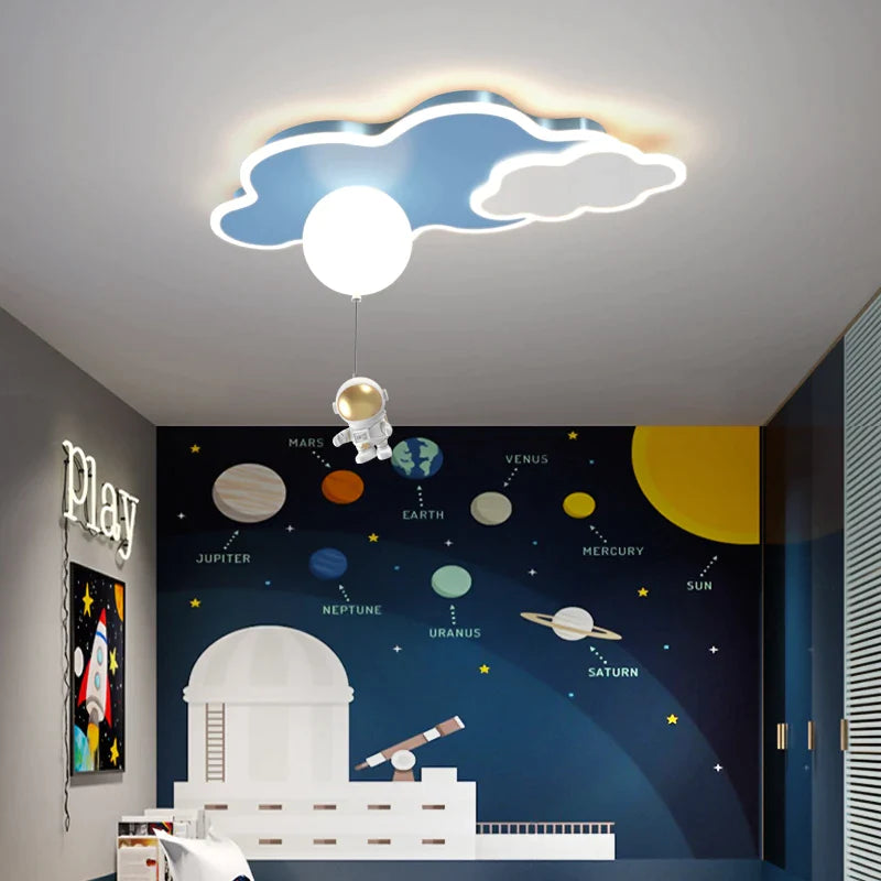 Afralia™ Kids Space Theme Ceiling Lamp - Astronaut & Airplane Design for Bedroom