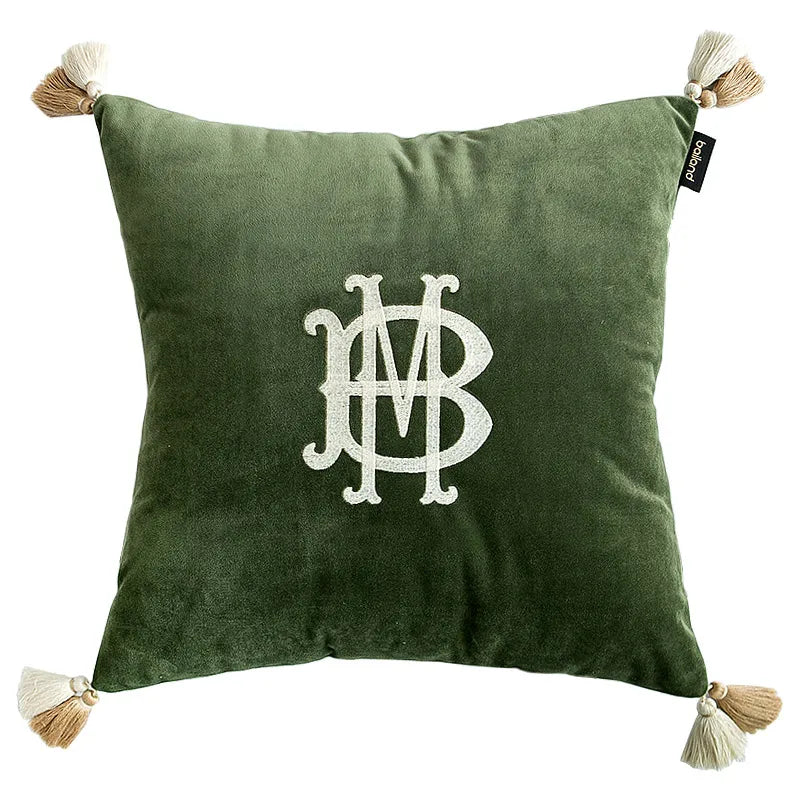 Afralia™ Tiger Wings Embroidered Lumbar Pillow Cover Dark Green Sofa Case 30x50cm