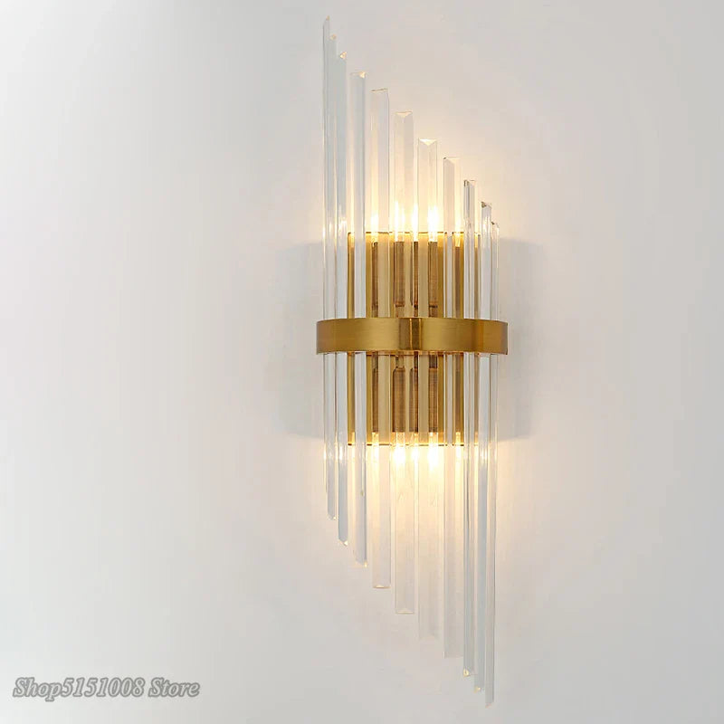 Afralia™ Crystal Golden Wall Lamp: Luxury American Country Light for Home, Hotel, and Office