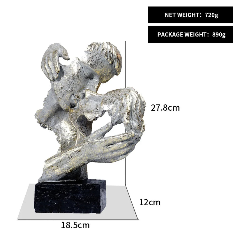 Afralia™ Vintage Kissing Couples Statue Figurine for Home Decor and Valentine's Day Gift