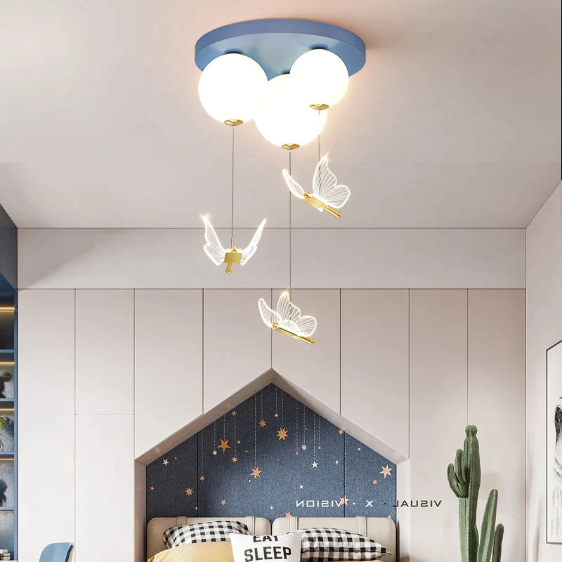 Afralia™ Butterfly Ball Ceiling Lamp: Warm & Romantic Pendant Light for Children's Room