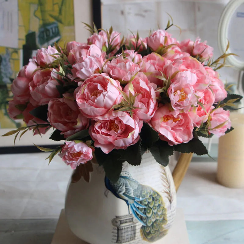 Afralia™ Mini Peony Silk Flower Bouquet for Home Wedding Decor