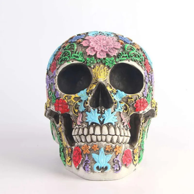 Afralia™ Colorful Skull Ornaments Halloween Figurines Medical Room Decor Statue Gift