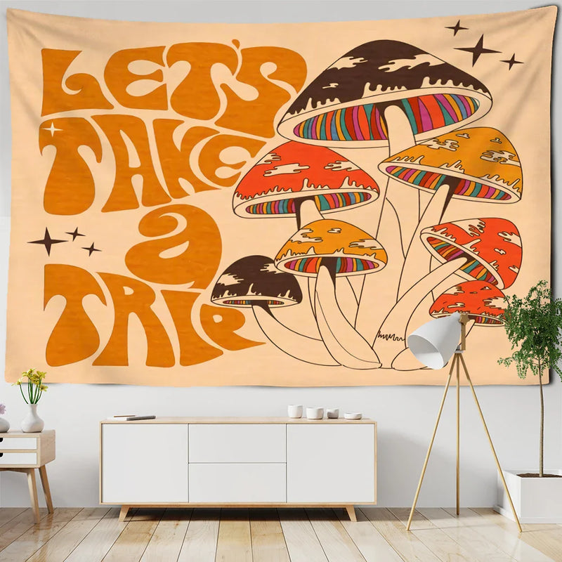 Afralia™ Psychedelic Mushroom Tapestry Wall Hanging for Boho Witchy Vibes