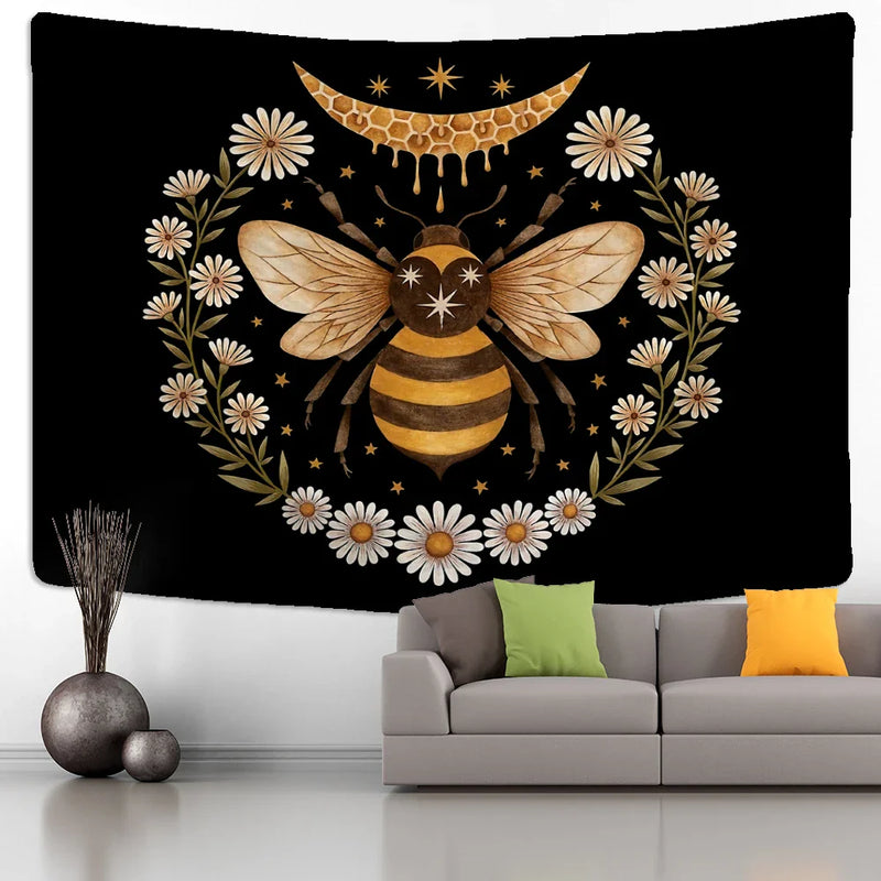 Afralia™ Bee Daisy Wall Hanging: Bohemian Hippie Witchcraft Plant Dorm Decor