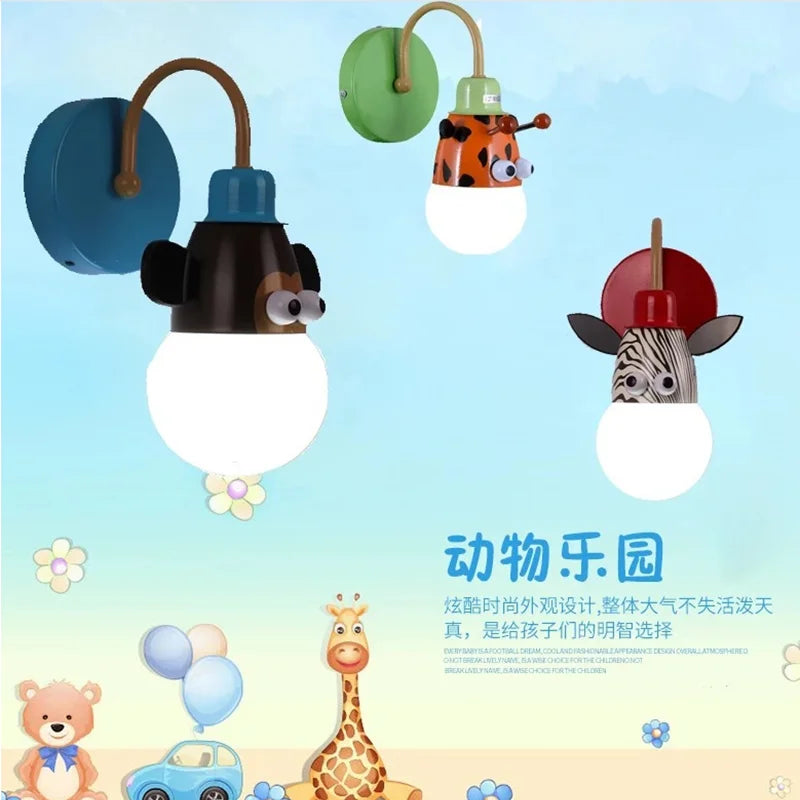 Afralia™ Animal LED Ceiling Light: Monkey Zebra Giraffe Kids Lamp for Bedroom.