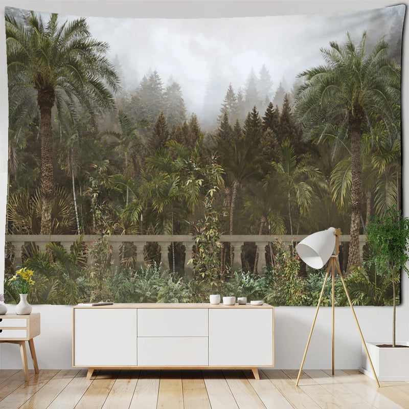 Afralia™ King Palm Landscape Plant Tapestry - Tropical Wall Hanging Home Decor