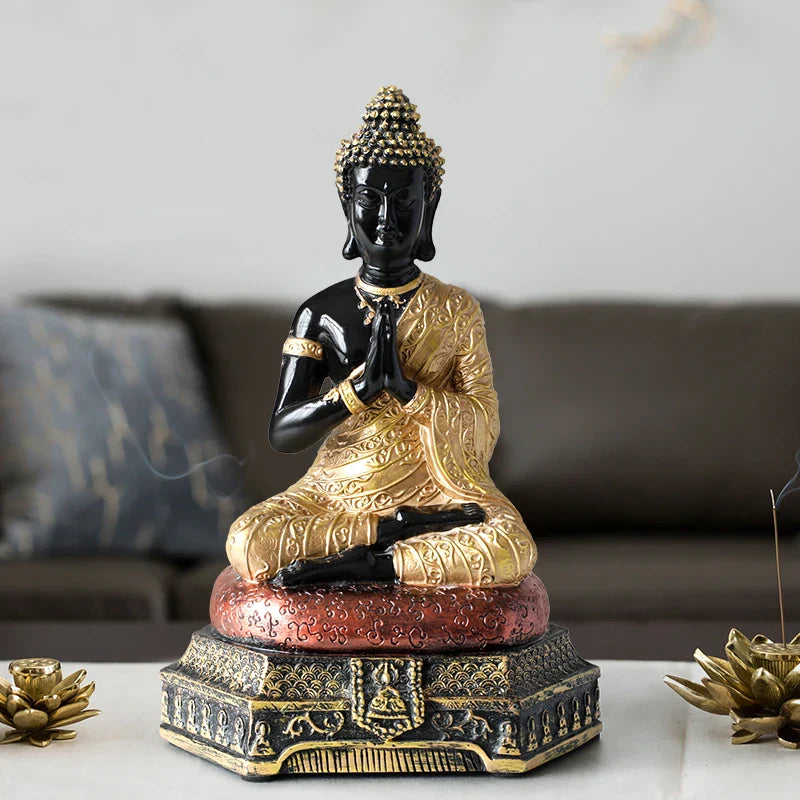 Afralia™ Sitting Buddha Figurine for Garden, Home & Office Decor