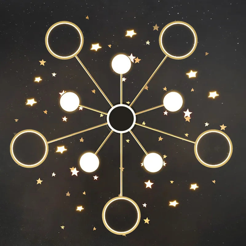 Afralia™ Modern Stars Chandelier Ring Light LED for Living Room Kids Room