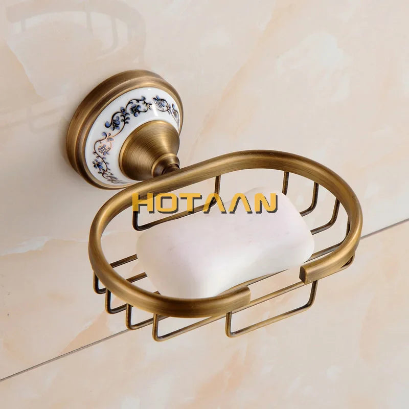 Afralia™ Porcelain Brass Bathroom Accessories Sets