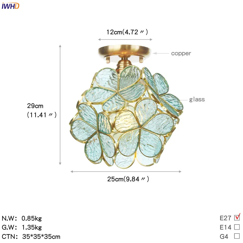 Afralia™ White Glass LED Ceiling Light Fixture, Nordic Modern Copper Ceiling Lamp