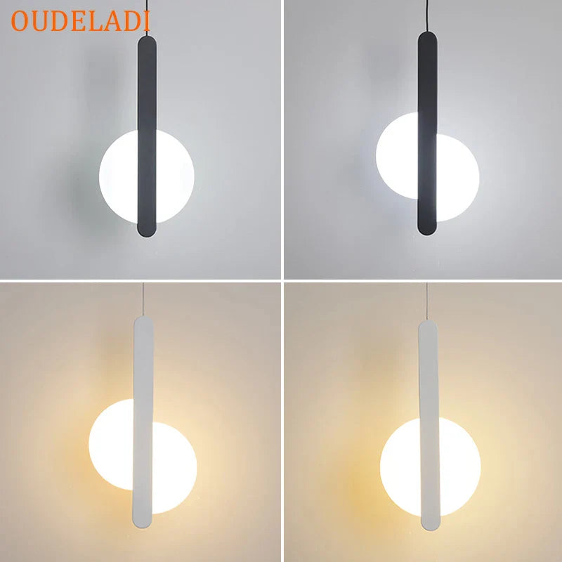 Afralia™ Modern Acrylic LED Pendant Lights - Black/White Hanging Lamp for Home Decor & Restaurants