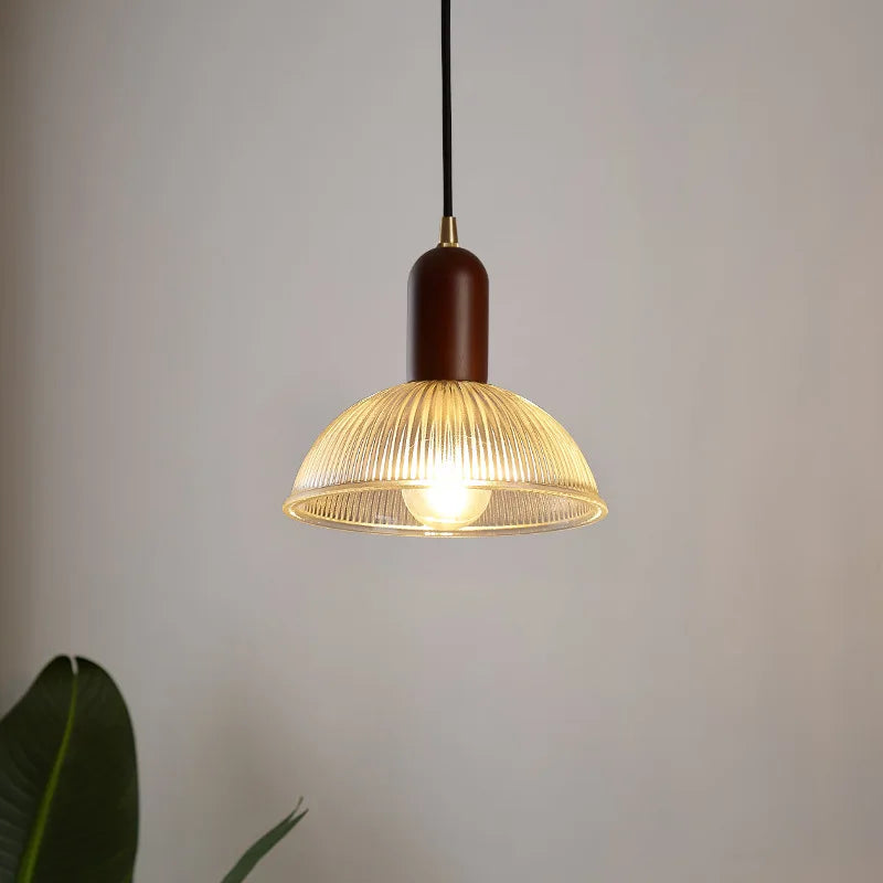 Afralia™ Retro Glass Pendant Light | Creative Wood Hanging Lamp for Home Decor