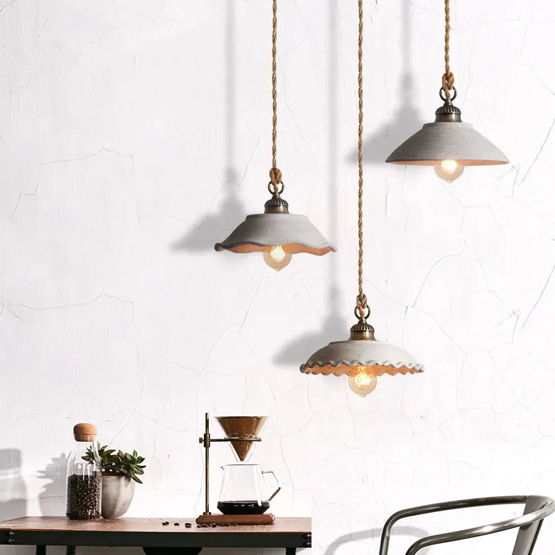 Afralia™ Cement Loft Style Industrial Pendant Light LED Luminaria