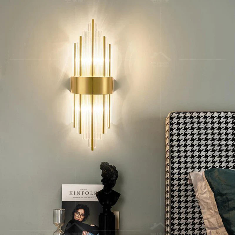 Afralia™ Luxury Crystal Wall Lamp for Modern Living Room and Bedroom LED Lighting