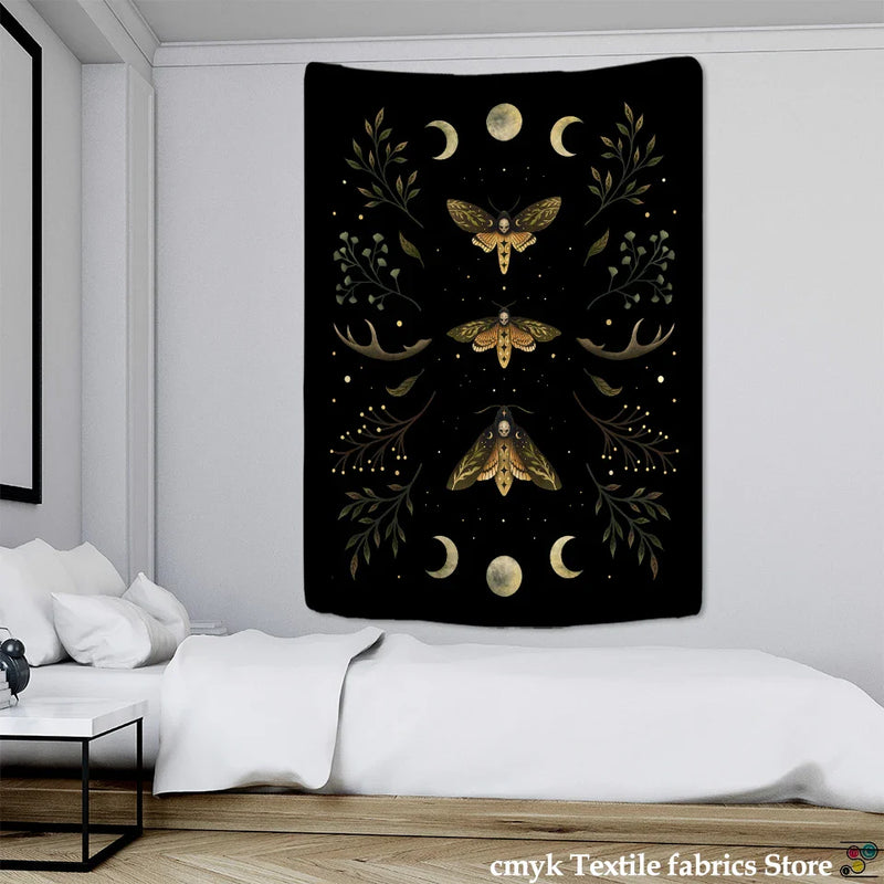 Afralia™ Moon Phase Tapestry Wall Hanging: Bohemian Hippie Home Decor