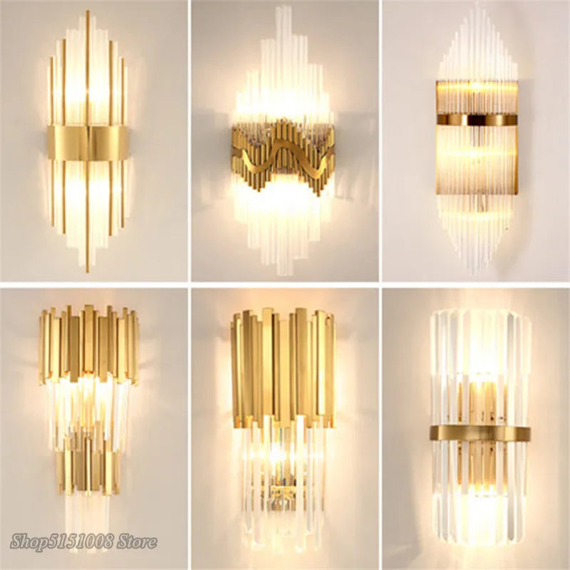 Afralia™ Nordic Crystal Wall Lamp Modern Luxury Living Room Bedroom Sconce Luminaria