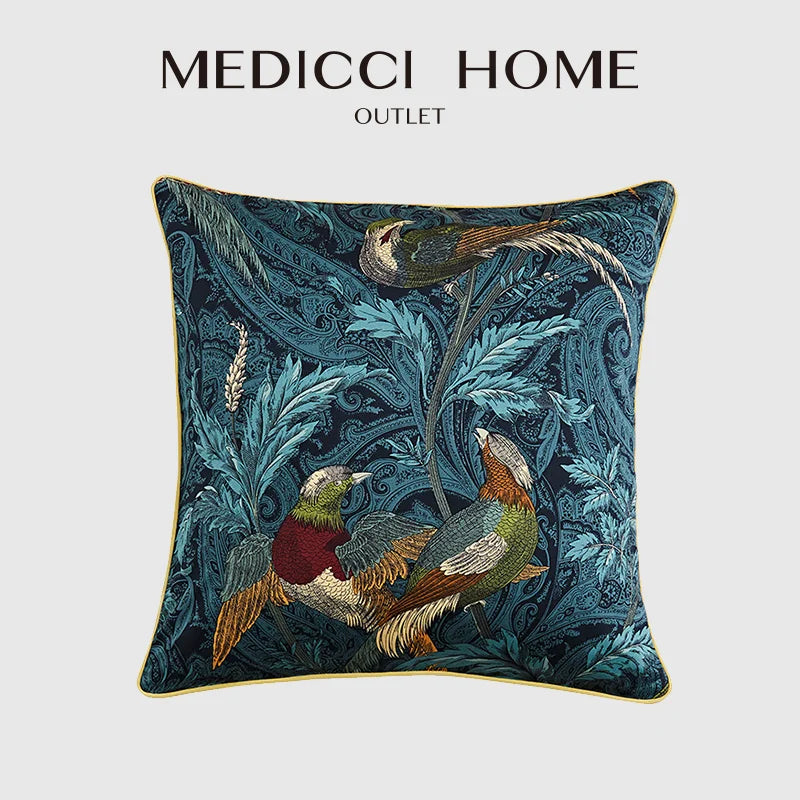 Afralia™ Nightingale Birds Print Cushion Cover: Luxurious Retro Throw Pillow Case for Living Room