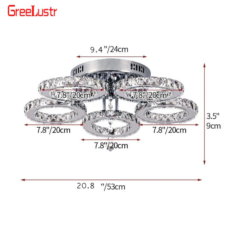 Afralia™ Crystal LED Ceiling Light Rings - Stainless Steel Plafonnier Lamp