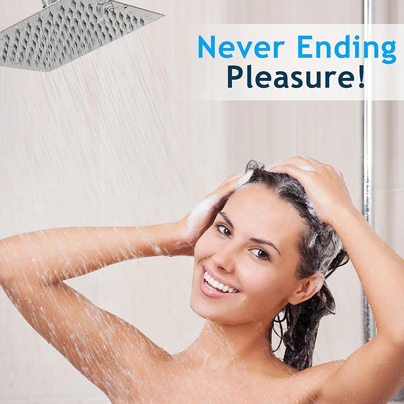 Afralia™ Chrome Shower Faucet Set with Rainfall Shower, Hot/Cold Mixer, Handshower, Rotate Spout