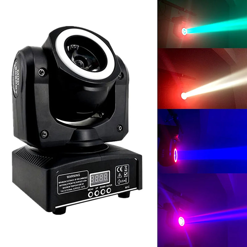 Afralia™ Mini Moving Head 65W LED Beam with Halo Ring for DJ Events