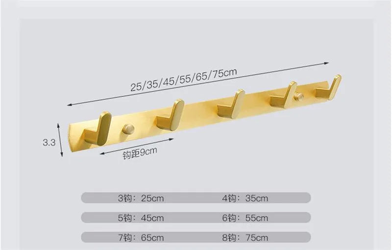 Afralia™ Brushed Gold Aluminum Robe Hooks Set for Bathroom and Kitchen