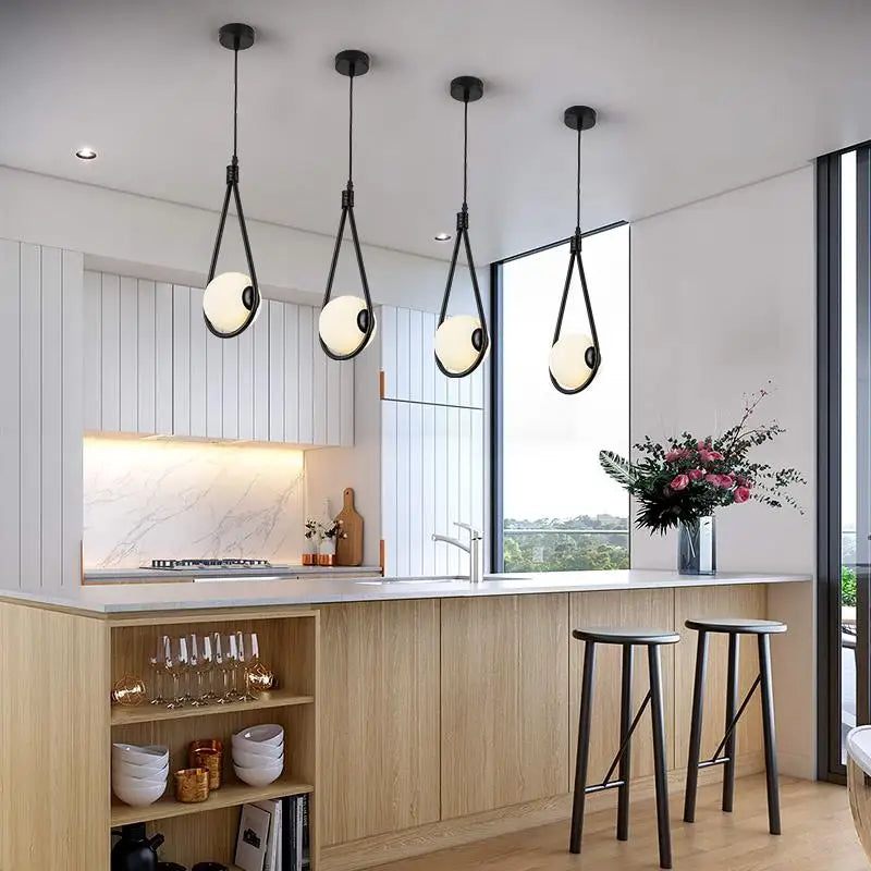 Nordic Glass Ball Pendant Light Modern Round Global Hanging Light Afralia™ Decorative Lighting