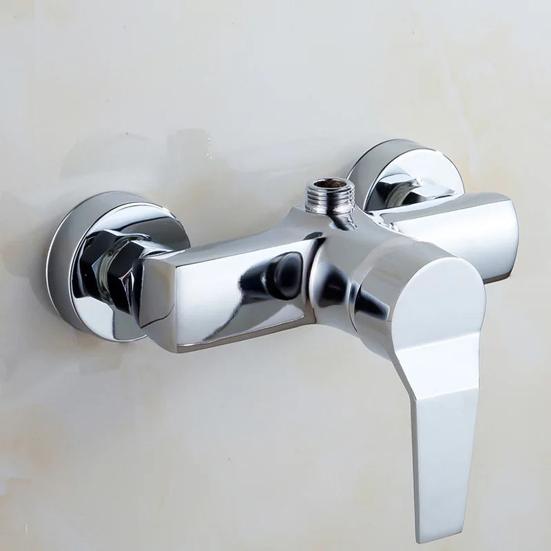 Afralia™ Wall Mounted Shower Faucet with Handheld Mixer in Polished Chrome