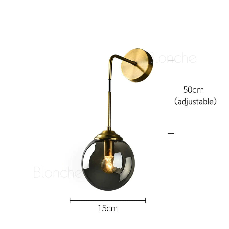 Afralia™ Glass Ball Wall Light: Gold Sconces for Bedroom & Living Room